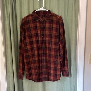BDG Red and Brown Plaid Button-Down Shirt